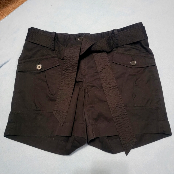 Talbots Pants - Talbots Size 6P Petites Black Shorts Lightweight Pockets‎ Belted Cotton Preppy